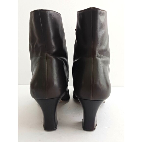 LOFT Brown Leather Lace Up Victorian Ankle Boot Cap Toe Curved Heel 7M - Picture 6 of 15